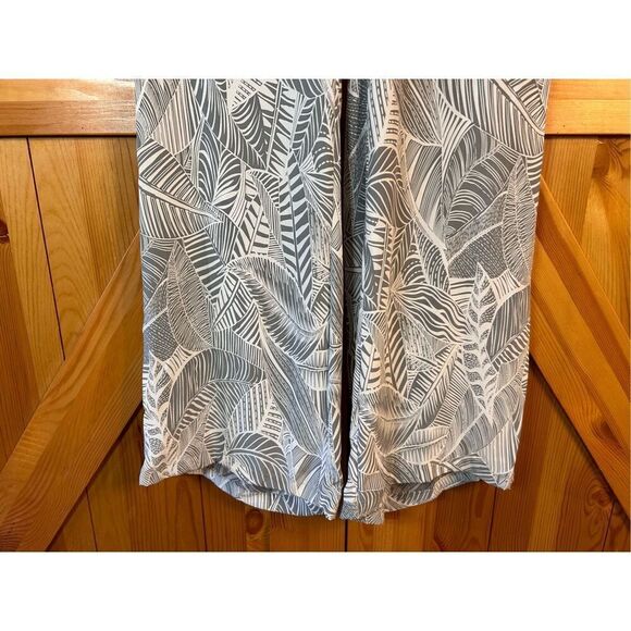 Ecru Gray White Palm Leaf Floral Silk Wide Leg Pants Size 8 nwt (4711) - Picture 2 of 8